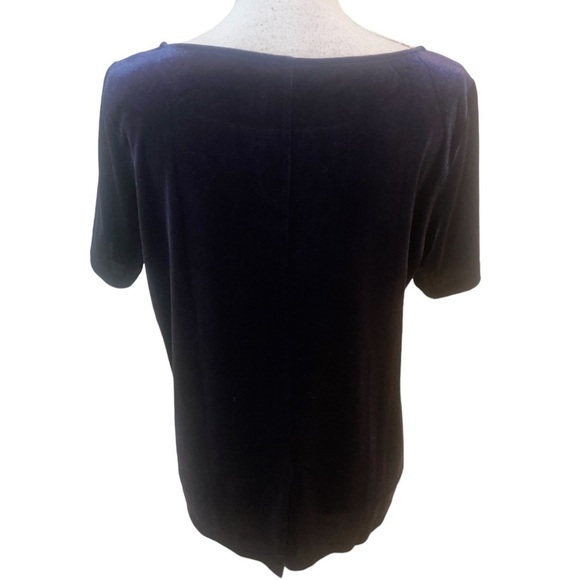 Ann Taylor navy velvet short sleeve stretch scoop neck top size medium - Picture 7 of 10